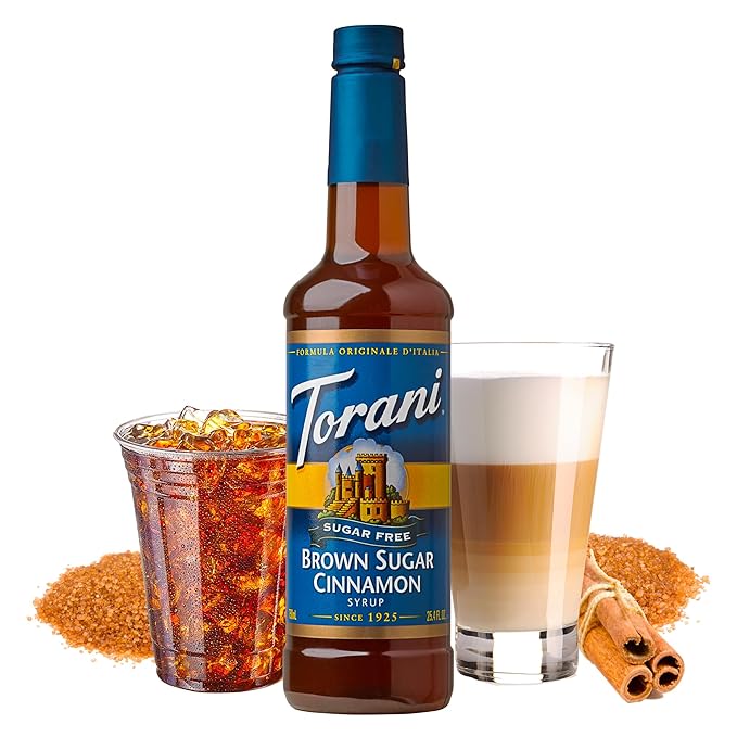 Torani Sugar Free Brown Sugar Cinnamon Flavored Drink Syrup, 25.4 fl oz (Pack of 4)