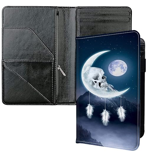 Server Books for Waitress, with 7 Large Pockets, Waiter Serving Book, Waitstaff Server Order Pads, Cute PU Leather Server Book with Pen Holder Fit Server Apron, Moon Skeleton by Unknown