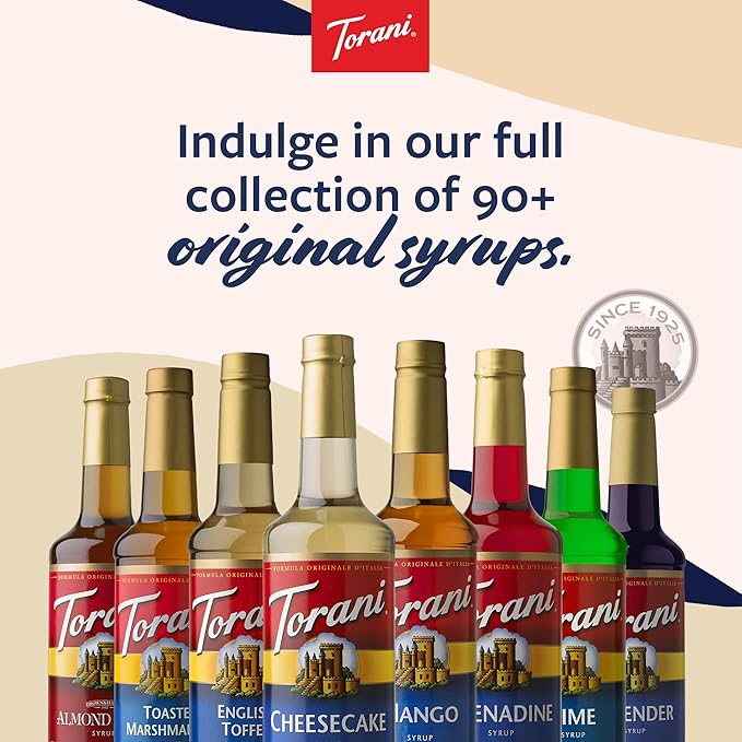 Torani Vanilla Bean Coffee Syrup for Drinks & Desserts, Glass Bottle 4-Pack, Pumps Included, 25.4 Fl Oz Ea