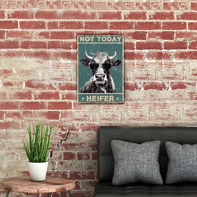 Sanwarm Metal Sign 8X12 Inch, Cow Decoration Not Today Heifer Milk Cow Cottage Vintage Tin Sign Wall Art Decor for Home, Living Room, Kitchen, Garden, Bedroom, Office, Hotel, Cafe And Pub Decoration - Image 5