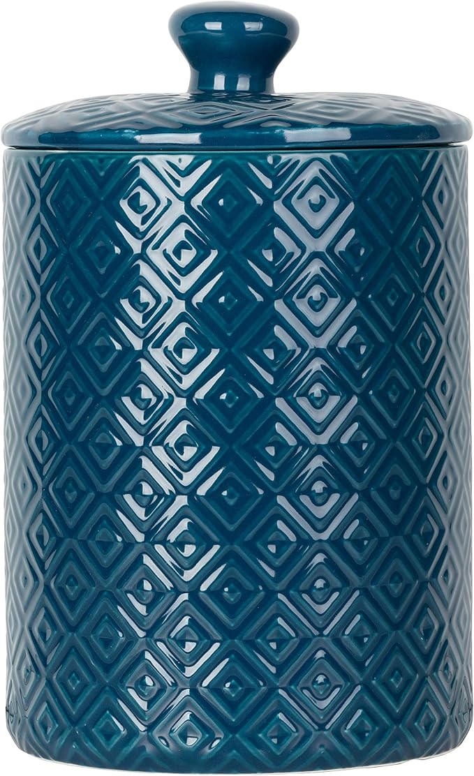10 Strawberry Street Diamond Embossed Kitchen Canister Set, Set of 3, Diamond Blue