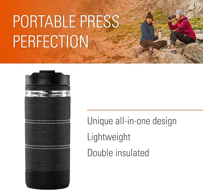 GSI Outdoors Commuter Javapress | Insulated, Spill-Resistant Javapress for Commuting, Travels and Camping