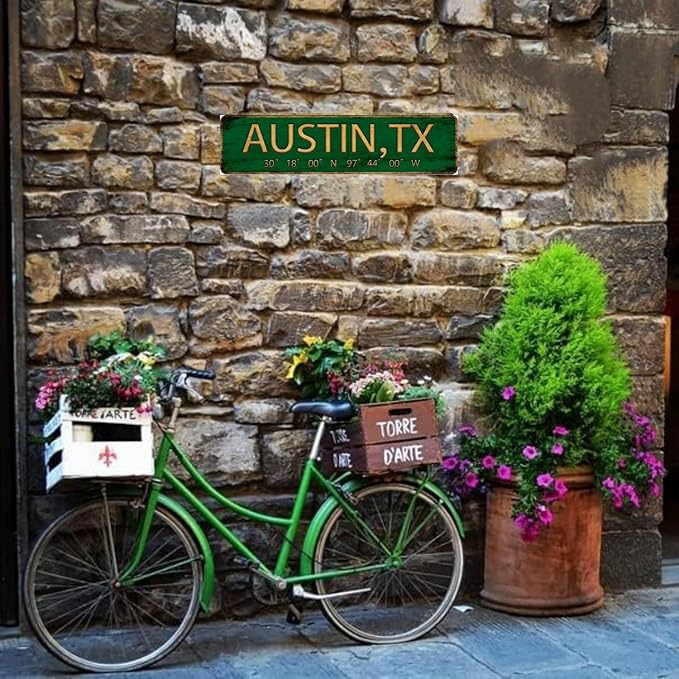 Vintage Metal Tin Sign AUSTIN,TX 4''x16'' inch, Street Sign for Home, Restaurant, Bar, Cafe, Garage - Retro Wall Decor Plaque" - Image 2