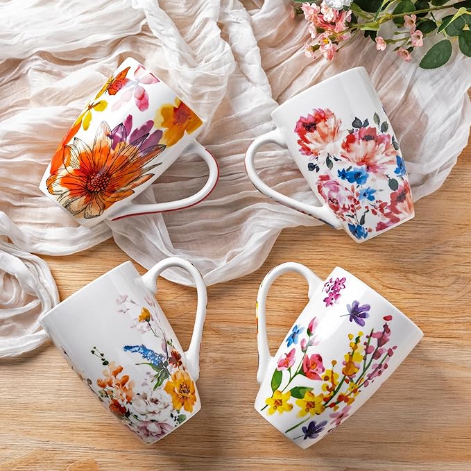 GBhome Tea Mug with Infuser and Lid, 18 Ounce Large Ceramic Loose Leaf Cup, Microwave, Dishwasher Safe, Perfect for Tea Lovers