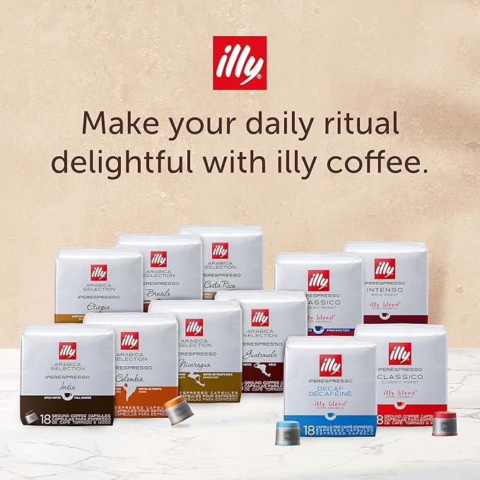 illy Coffee IperEspresso Capsules, Brasile Single Origin Medium Roast Coffee Pods, 100% Arabica, Premium Italian Blend, 18 Count, 6 Pack