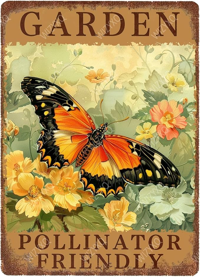 Metal Signs Garden Pollinator Friendly Funny Vintage Tin Sign Retro Wall Decor for Home Office Farmhouse Yard Garden Shop Cafe Indoor Outdoor 8×12 Inches by CreatingThoughtfullyDesigned