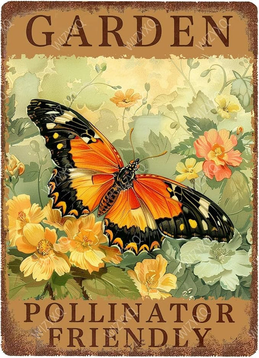 Metal Signs Garden Pollinator Friendly Funny Vintage Tin Sign Retro Wall Decor for Home Office Farmhouse Yard Garden Shop Cafe Indoor Outdoor 8×12 Inches by CreatingThoughtfullyDesigned
