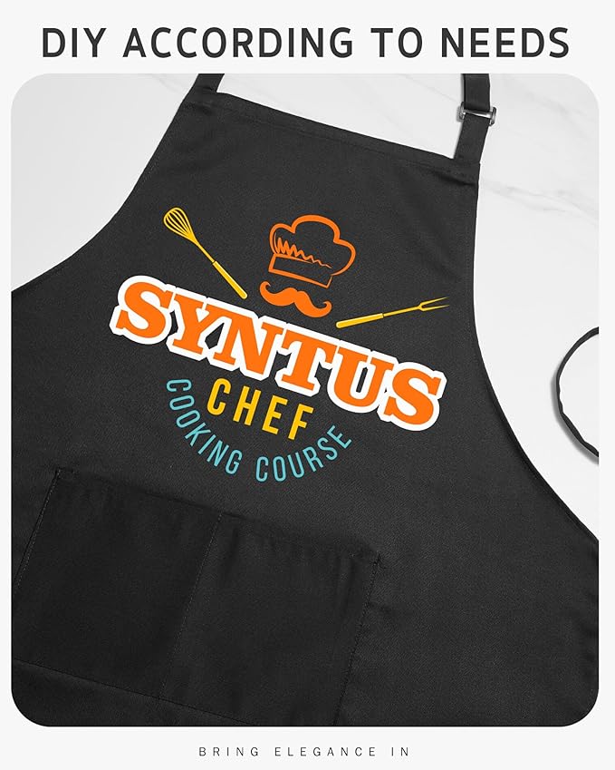Syntus Chef Apron for Men Women Kitchen Cooking Apron with Pockets, Adjustable Bib Aprons Stain Resistant