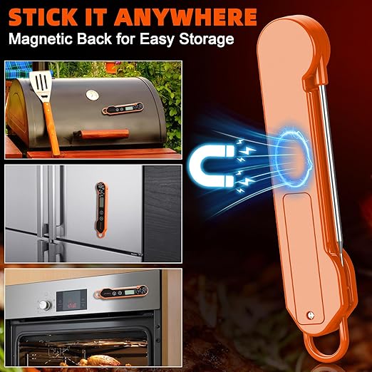 Digital Meat Thermometer Gifts for Chefs Instant Read - Ultra Fast 1s Reading, Waterproof with Backlight & Motion Sensor for BBQ, Grilling, Smoker, Candy, Oil, Chef Gifts (Orange)