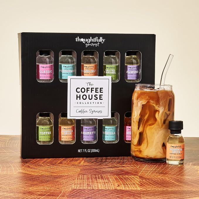 Thoughtfully Gourmet, Coffee Syrup Sampler Gift Set, Syrup Flavors Include Salted Caramel, Vanilla, Mocha, Hazelnut, Pumpkin Spice, & More, Set of 10 - Image 6