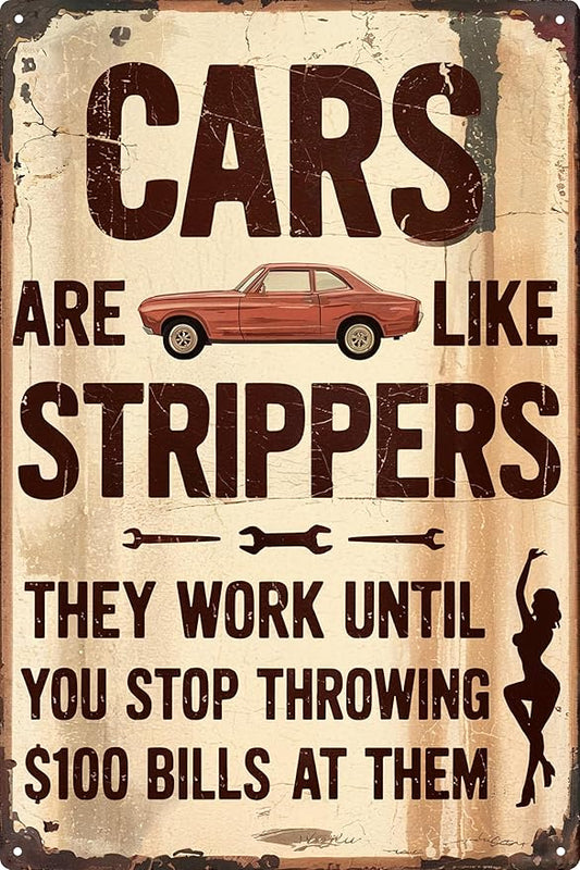 Vintage Style Decor Sign Plaque Home Retro Cars Theme Metal Poster For Cafe Bar Club Farm Garden Decor 8x12 In