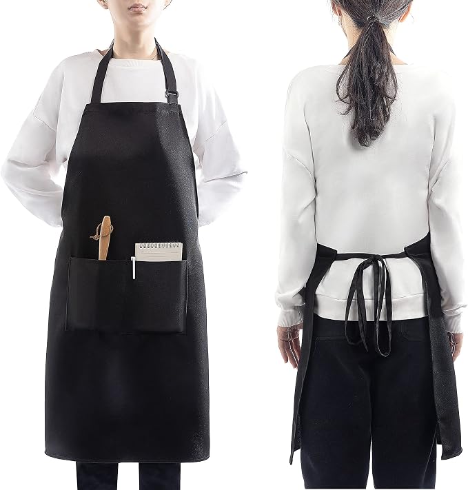 4 Pack Adjustable Apron, Black Apron with 2 Pockets, Machine Washable Apron Perfact for Cooking, Grilling, Dishwashing, Restaurant Work, Best Assistant for Chef Waiter Artist - Image 6