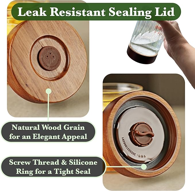 Decorative Borosilicate Glass Jar with Airtight Wooden Lid (1, Clear - Wood Lid with Valve, 54 oz/1600ml)