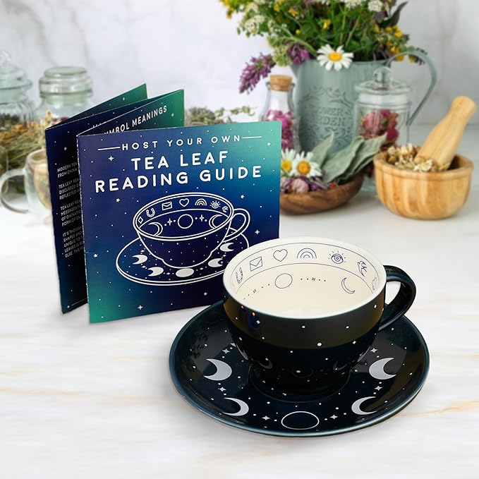 Gift Republic Tea Leaf Reading Kit. Host Your Own Tea Leaf Reading Party. Teacup and Saucer Divination Gift Set