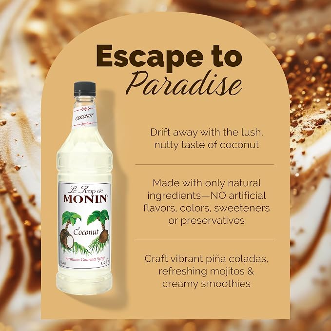 Monin - Coconut Syrup, Sweet and Rich, Great for Cocktails and Smoothies, Gluten-Free, Vegan, Non-GMO (1 Liter) - Image 3