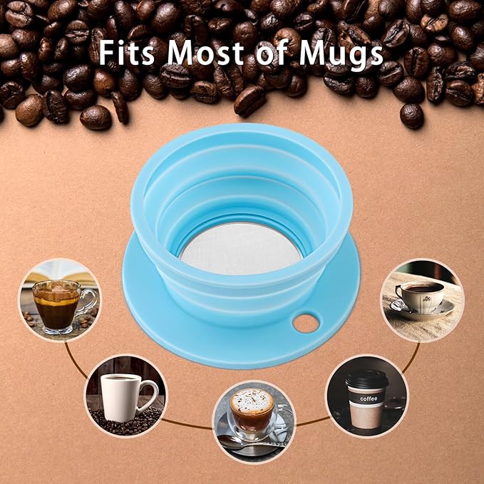 3-Packs Paperless Travel Pour Over Coffee Maker, Collapsible Travel Pour Over Coffee Dripper, Camping Coffee Maker with Reusable Filter