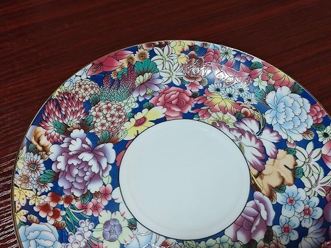 Cup& Saucer Set Bone China Tea Coffee Cup for Breakfast Afternoon Tea- Embossed Floral Pattern (Multicolor)