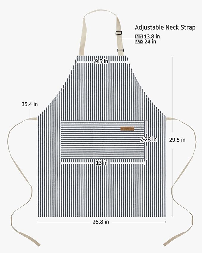 Syntus Apron for Men Women, Adjustable Cooking Kitchen Apron with 2 Pockets | Machine Washable, Firm Stitching, Stain Resistance, Long Tie Straps, 2 Pockets, Versatility, Unisex Use, Gift, BBQ - Image 2