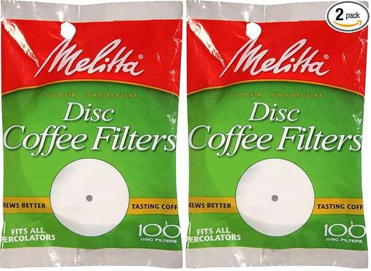 Melitta 3.5 Percolator Disc Coffee Filters, White, 100 Count (Pack of 2)