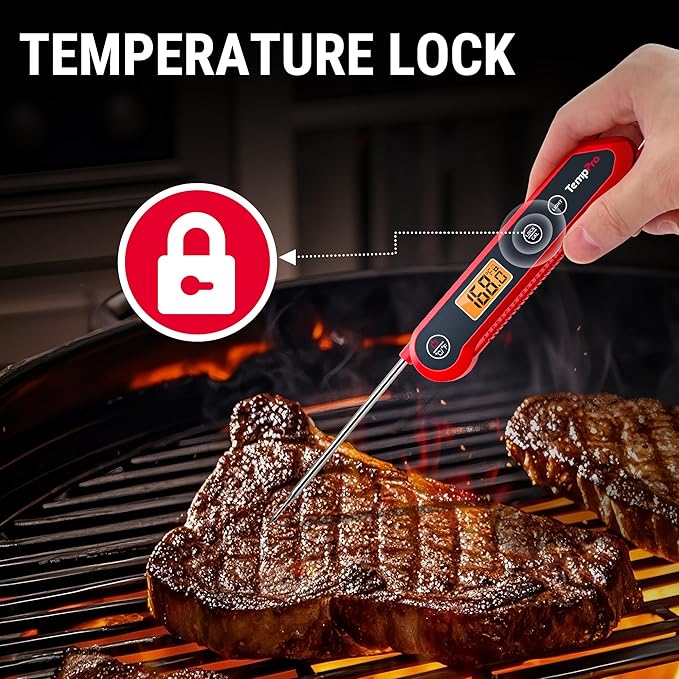 ThermoPro TempPro 1-2 Sec Instant Read Digital Meat Thermometer, ±0.9°F Accuracy, Waterproof & Backlight Food Thermometer for Cooking, Oil Fry Candy Meat Probe for Kitchen, BBQ, Oven, Grill, Smoker