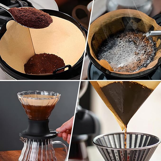 200 Count Coffee Filters 2, Cone Coffee Filters, Unbleached Natural Disposable Paper Filter 2-4 Cup Fits for Pour Over Dripper and Coffee Maker, Suitable for Home Coffee Shop Commercial
