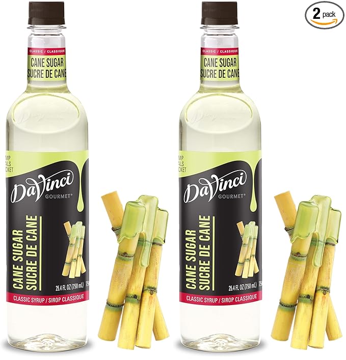 DaVinci Gourmet Cane Sugar Syrup, 750 ml Bottle (Pack of 2)