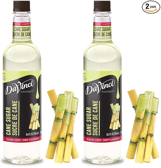 DaVinci Gourmet Cane Sugar Syrup, 750 ml Bottle (Pack of 2)