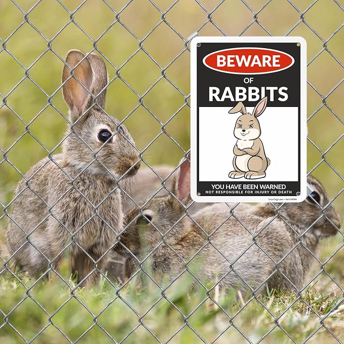 SmartSign Funny Beware Of Rabbits Warning Sign - 10"x7", 40 mil Laminated Rust-free Aluminum - Metal Signs for Farms, Outdoors, Patio, Gifts, Cafe - Rabbits Theme, Made in USA - Image 3