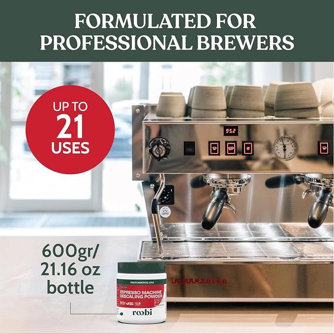 Roobi Professional Espresso Machine Descaling Powder. Carbon Neutral Espresso Descaler Powder. Up to 21 uses, 600gr. - Image 3