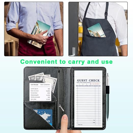 Server Books for Waitress, with 7 Large Pockets, Waiter Serving Book, Waitstaff Server Order Pads, Cute PU Leather Server Book with Pen Holder Fit Server Apron, Surfboards - Image 4
