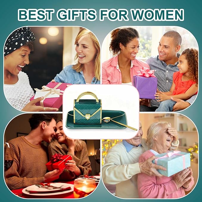 Zubebe 1 Set Coffee Mug Elegant Handbag Shaped Cup Mother's Day Modern Ceramic Purse Mug with Spoon and Saucer, 10oz Cute Creative Tea Cup for Woman Girls Gift (Dark Green)