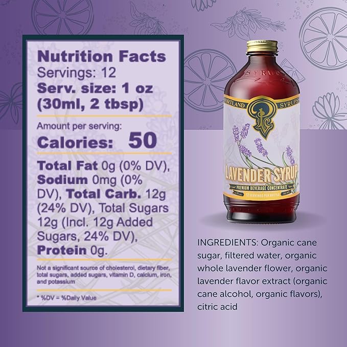 Portland Syrups Lavender Syrup - Lavender Beverage Concentrate for Tea, Matcha, Coffee, Sodas, and Baking - Floral Flavor for Crafting Refreshing Drinks - 12 oz Bottle, 24 Servings (Pack of 2)