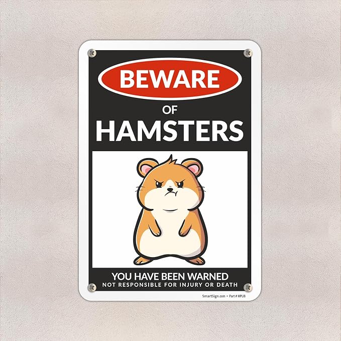 SmartSign Funny Beware Of Hamsters Warning Sign - 10"x7", 40 mil Laminated Rust-free Aluminum - Metal Signs for Wall Decor, Outdoors, Patio, Gifts, Cafe, Bar, Kitchen - Hamsters Theme, Made in USA - Image 3