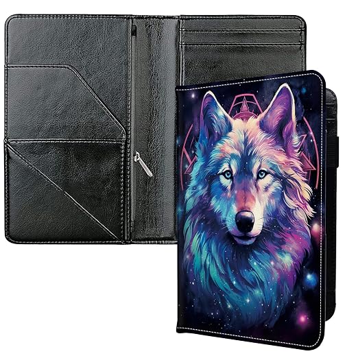 Server Books for Waitress, with 7 Large Pockets, Waiter Serving Book, Waitstaff Server Order Pads, Cute PU Leather Server Book with Pen Holder Fit Server Apron, Cosmic Wolf by Unknown