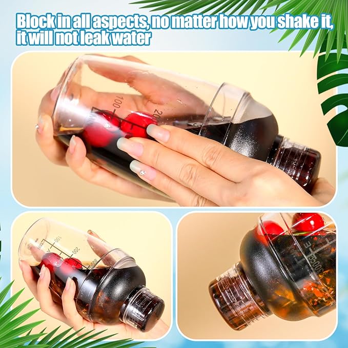 Lallisa 12 Pcs Plastic Cocktail Shaker Drink Mixer with Scales and Strainer Top Clear Shaker Cup with Measurement Plastic Mixing Tool for Tea Coffee Bubble Tea Milk(350cc/ 12 oz and 700 Cc/ 24 oz)
