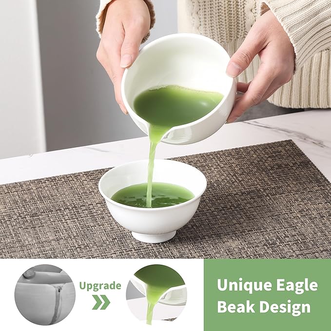 Matcha Whisk Set 5 Pcs, Matcha Kit Set Includes Matcha Bowl, Matcha Whisk and Holder, Bamboo Scoop and Sifter, Ceramic Matcha Set, Matcha Tea Set, Ideal Gift for Family/Friend (White)