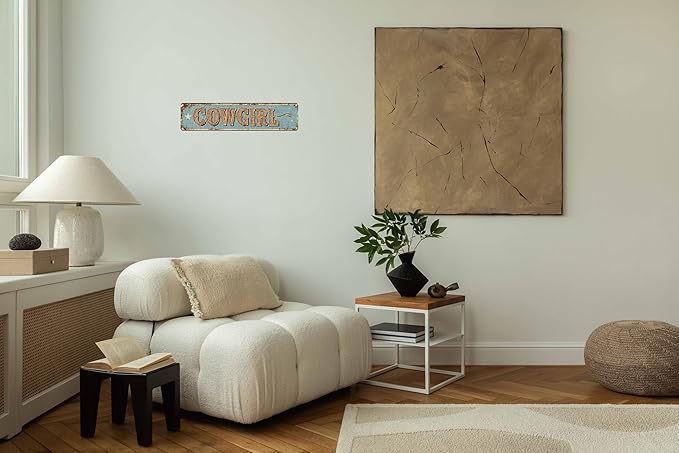 Cowgirl Metal Sign 4x16in Rustic Western Plaque for Bedroom Bar Living Room Home Farmhouse Garage Kitchen Decor