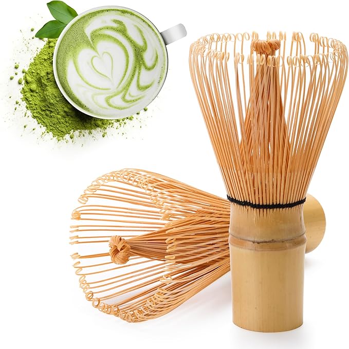 Handcrafted Bamboo Matcha Whisk, Traditional Japanese Chasen Matcha Stirrer, 100% Handmade from natural Bamboo (2Pcs)