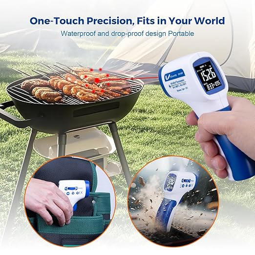 Ring Laser DS20:1 Infrared Thermometer Temperature Gun with Meat,Thermal Gun with Adjustable Emissivity&High/Low Alarm,±1% Accuracy,-58~1832℉ IR Temp Gun with Reverse Display for Food HVAC