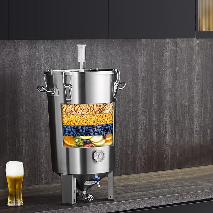 VEVOR Fermentation tank 8 Gallon Stainless Steel Beer Brew Fermentor Brew Bucket Fermentor for Home Brewing with Conical Base Brewing Equipment