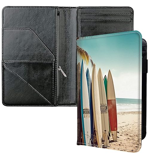 Server Books for Waitress, with 7 Large Pockets, Waiter Serving Book, Waitstaff Server Order Pads, Cute PU Leather Server Book with Pen Holder Fit Server Apron, Surfboards by Unknown