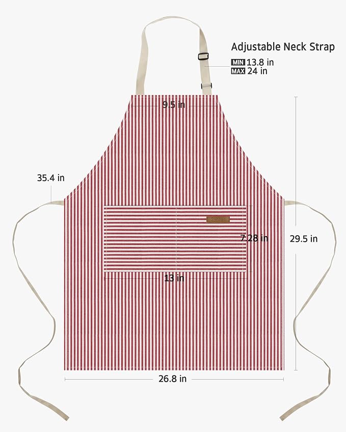 Syntus Apron for Men Women, Adjustable Cooking Kitchen Apron with 2 Pockets | Machine Washable, Firm Stitching, Stain Resistance, Long Tie Straps, 2 Pockets, Versatility, Unisex Use, Gift, BBQ - Image 2
