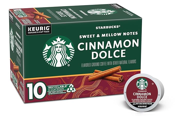 Starbucks Flavored Coffee, Genuine K-Cup Pods, Cinnamon Dolce Flavored, with Sweet and Mellow Notes, Recyclable Pods, 10 Count Pods in Each (Pack of 4)
