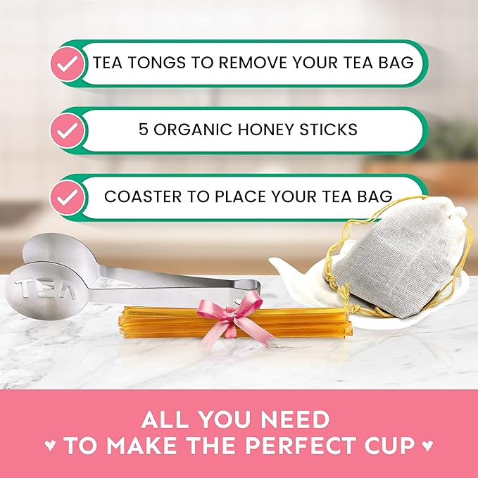 Tea Gift Basket for Women with Portable Kettle and Grippie Socks | Birthday Gift Set for Her, Mom,Wife, Co-Worker, Teacher Appreciation, Get Well