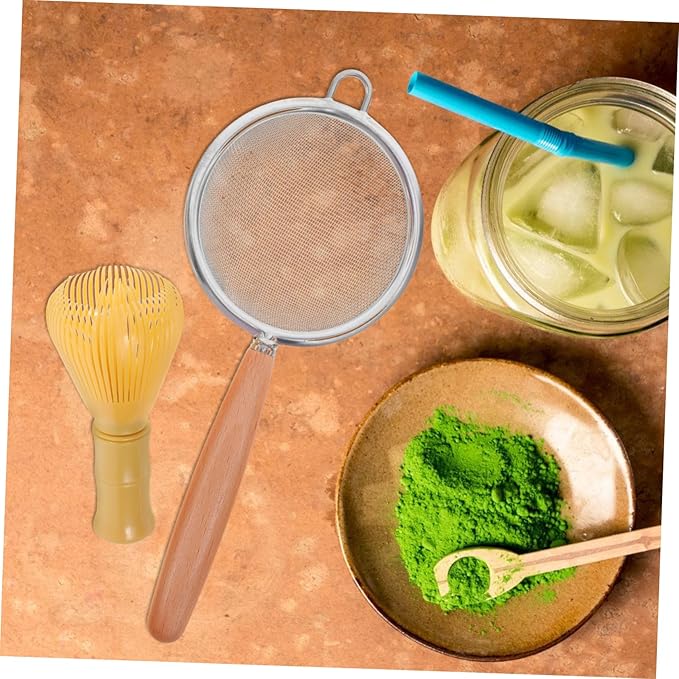 VOSAREA 1Set Matcha Mixing Tools Fine Mesh Strainer Whisk Tea Scoop Spoon for Home Milk Tea Shops Safe Lightweight Japanese Style Accessories for Matcha Preparation