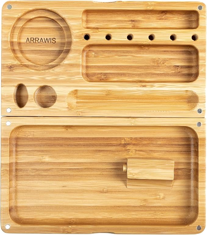 Foldable Bamboo Tray with Magnetic Lid - Easy to Clean - Portable, Perfect for Home Storage or Travel, Decorative-Tray - Gifts for Him