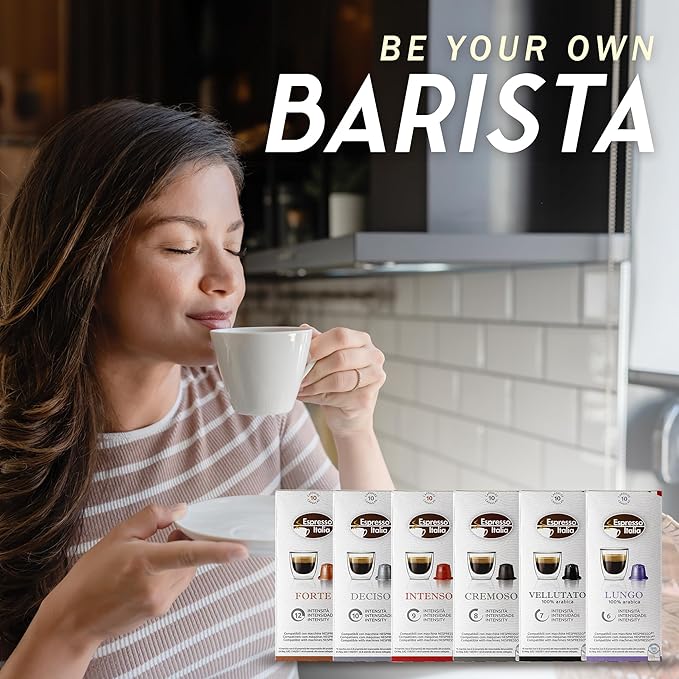 FORTE Espresso Pods for Nespresso Original Line - 12/12 Intensity Italian Roast - 100% Food-Grade BPA-Free Capsules for Home & Office Machines - Bold Ristretto Blend with Thick Crema