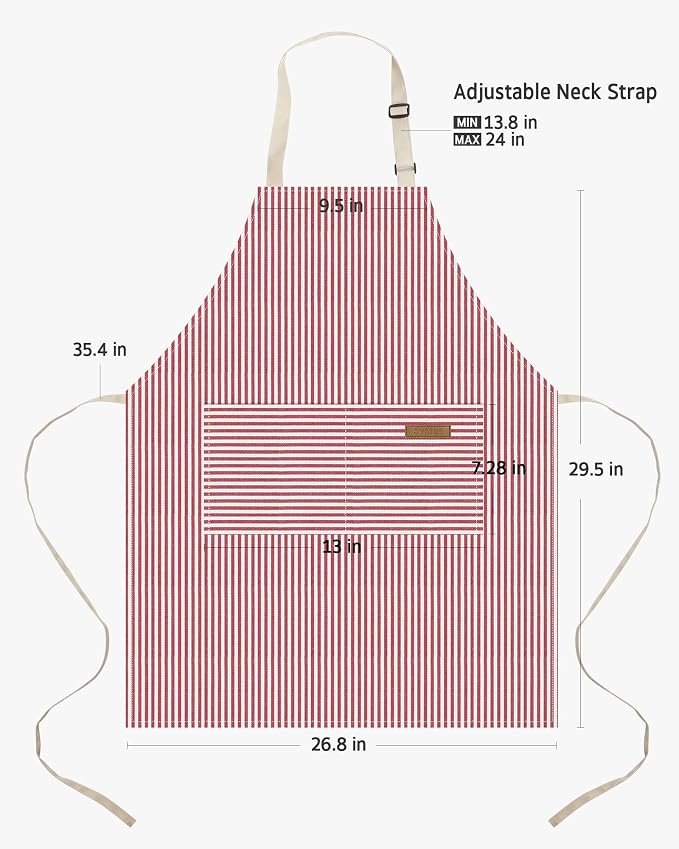 Syntus Apron for Men Women, Adjustable Cooking Kitchen Apron with 2 Pockets | Machine Washable, Firm Stitching, Stain Resistance, Long Tie Straps, 2 Pockets, Versatility, Unisex Use, Gift, BBQ - Image 2