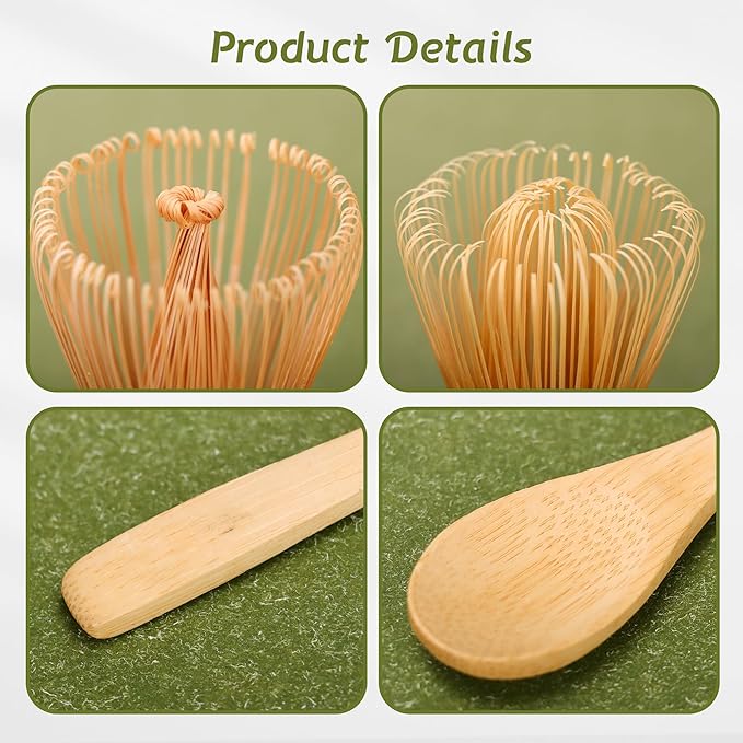 Handcrafted Traditional Matcha Whisk, Traditional Japanese Chasen Matcha Stirrer, spoon (2pcs)
