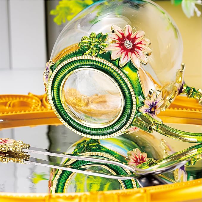 Flower Tea Cup ,Daisy Flower Clear Glass Fancy Coffee Cup with Spoon,Gift Box for Her Mom Wife Grandma Girls Friends Valentines Christmas Birthday Present Idea for Juice,Hot And Cold Drinks Use